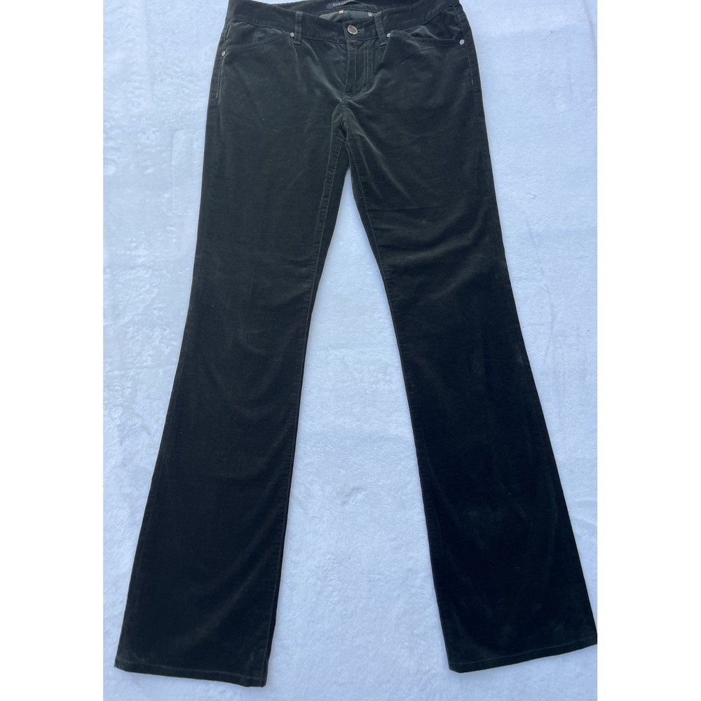 ELIE TAHARI Corduroy Pants Size 6 Dark Olive Straight Leg Mid Rise Full Length